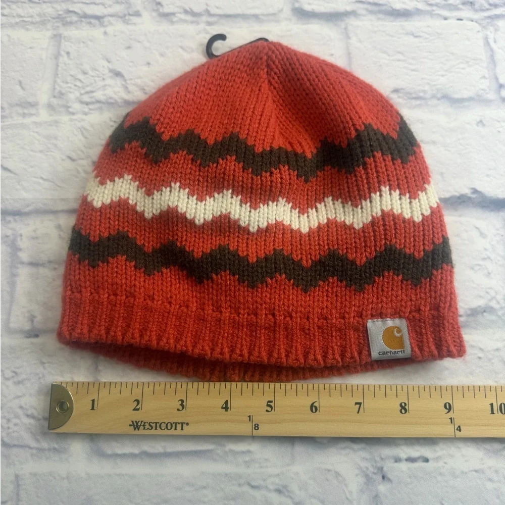 NWOT Carhartt Zigzag Knit Beanie - Burnt Orange, Charcoal & White. OS.